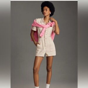 The Kit Utility Romper by Pilcro Anthropologie Size 12